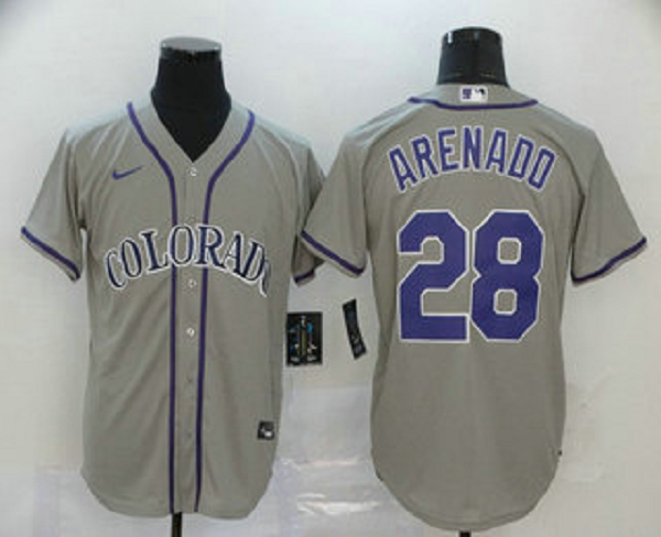 Men's Colorado Rockies #28 Nolan Arenado Gray Stitched MLB Cool Base Nike Jersey