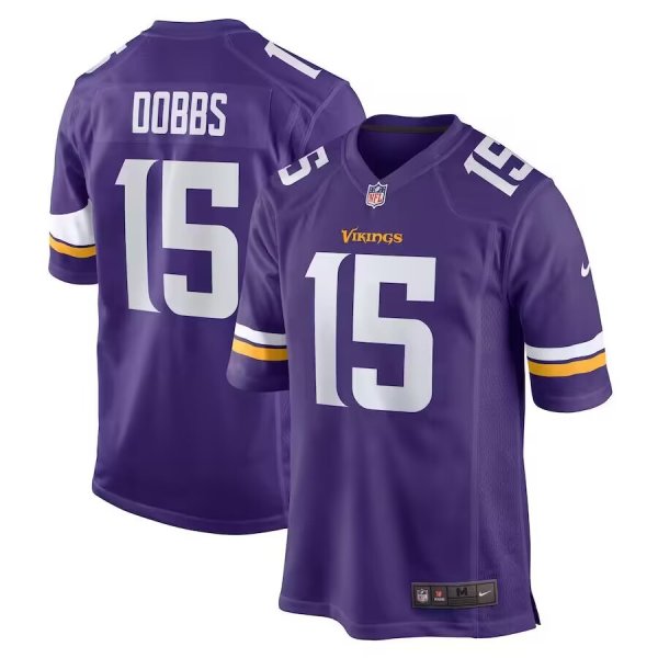 Men's Minnesota Vikings #15 Joshua Dobbs Nike Purple Game Jersey