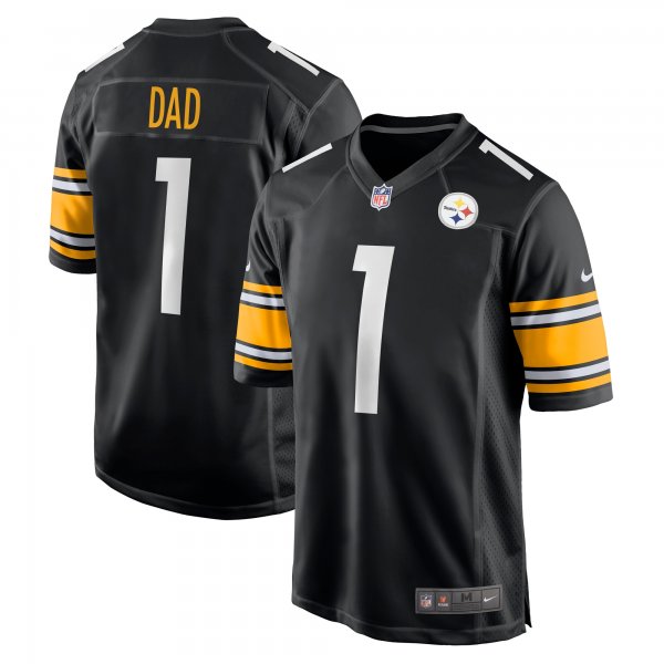 Men's Pittsburgh Steelers Number 1 Dad Nike Black Game Jersey