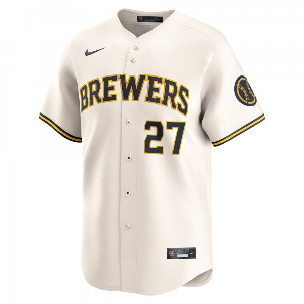 Men's Milwaukee Brewers Willy Adames Nike Cream Home Limited Player Jersey