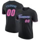 Men's Custom Black Pink-Light Blue Performance T-Shirt