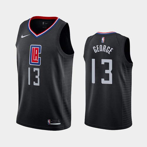 Men's Nike Los Angeles Clippers #13 Paul George Black 2019 Season Statement NBA Jersey