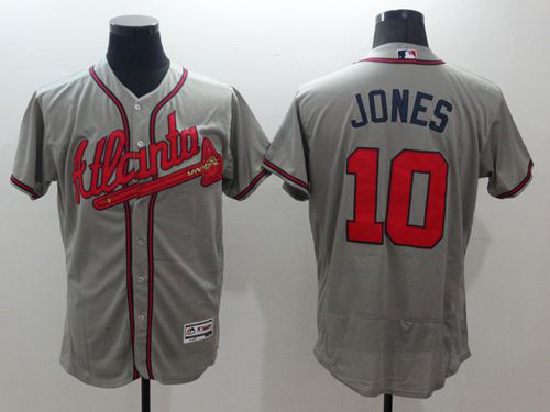 Atlanta Braves #10 Chipper Jones Grey Flexbase Collection Stitched MLB Jersey