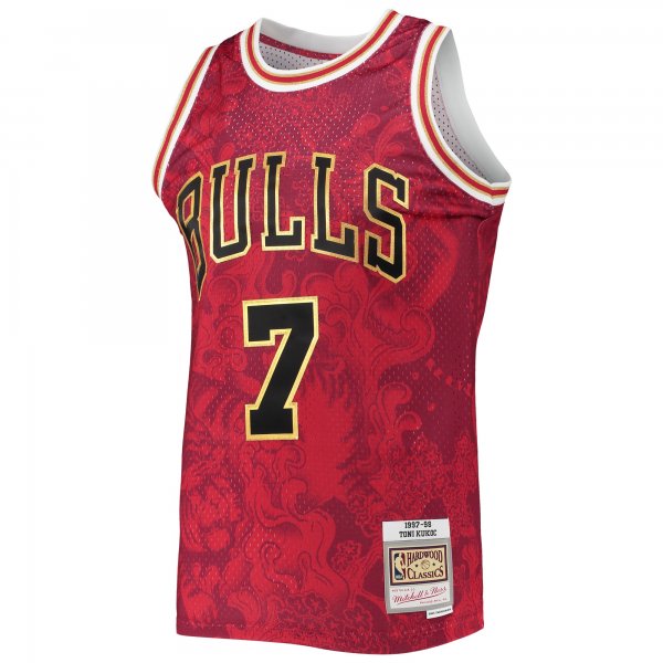 Men's Chicago Bulls Toni Kukoc Mitchell & Ness Red Hardwood Classics 1997/98 Lunar New Year Swingman Jersey