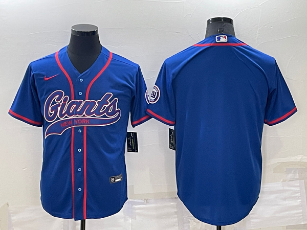 Men's New York Giants Blank Blue Stitched Baseball Cool Base Jersey