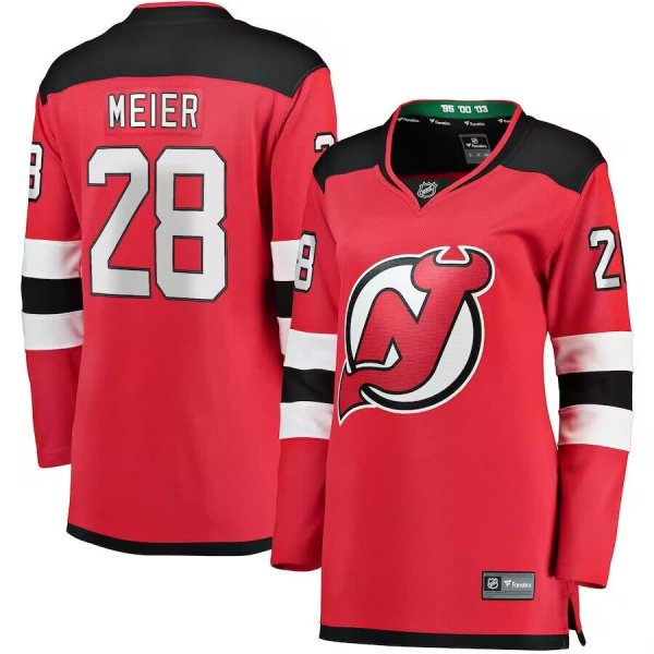 Women's #28 Timo Meier New Jersey Devils Home Breakaway Player Red Jersey