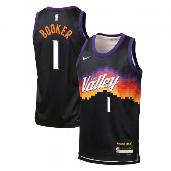 Youth Phoenix Suns #1 Devin Booker Nike Black 2025/26 City Edition Swingman Jersey