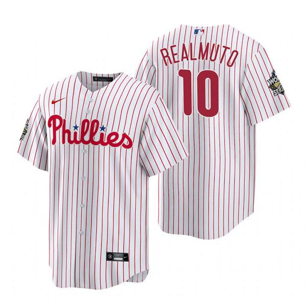 Men's Philadelphia Phillies J.T. Realmuto White 2022 World Series Cool Base Jersey