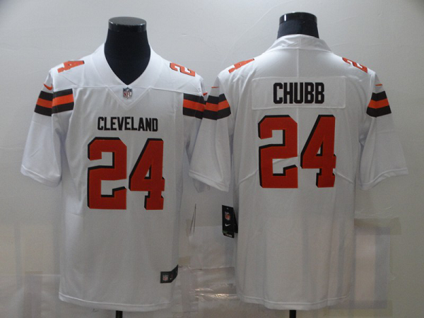 Nike Browns 24 Nick Chubb White Vapor Untouchable Limited Jersey