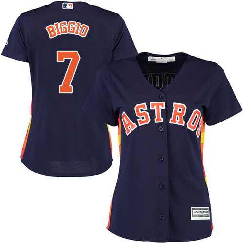 Houston Astros #7 Craig Biggio Navy Blue Alternate Women's Stitched MLB Jersey