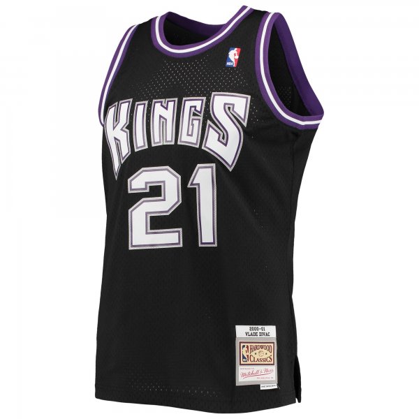 Men's Sacramento Kings Vlade Divac Mitchell & Ness Black 2000/01 Hardwood Classics Swingman Jersey