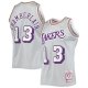 Men's Los Angeles Lakers Wilt Chamberlain Silver Mitchell & Ness 75th Anniversary 1971/72 Hardwood Classics Swingman Jersey