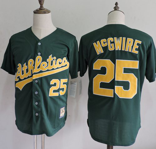 Mitchell And Ness Oakland Athletics #25 Mark McGwire Green Throwback Stitched MLB Jersey