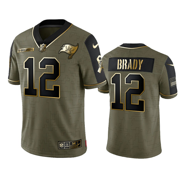 Tampa Bay Buccaneers Tom Brady Olive Gold 2021 Salute To Service Men's Limited NFL Jersey