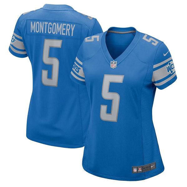 Women's Nike Detroit Lions #5 David Montgomery Blue Limited Player NFL Jersey