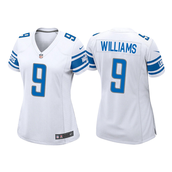 Women's Detroit Lions Jameson Williams #9 White 2022 NFL Draft Limited Jersey