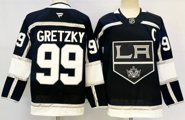 Men's #99 Wayne Gretzky Los Angeles Kings Black And White City Edition Jersey