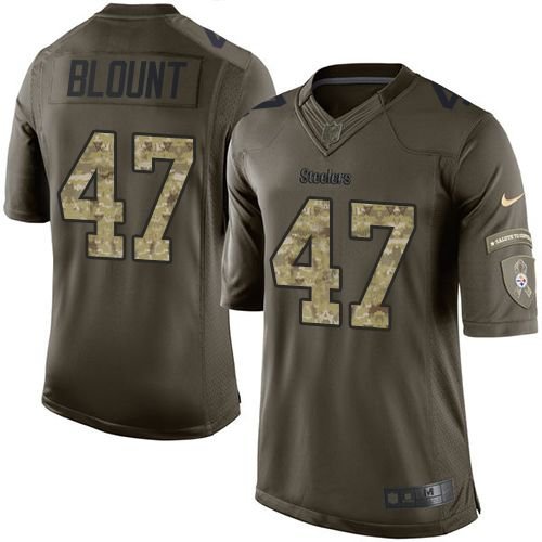 Nike Pittsburgh Steelers #47 Mel Blount Green Men's Stitched NFL Limited Salute to Service Jersey