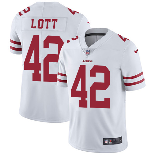 Nike San Francisco 49ers #42 Ronnie Lott White Men's Stitched NFL Vapor Untouchable Limited Jersey