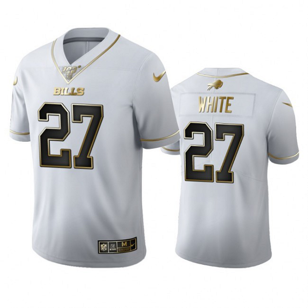 Buffalo Bills #27 Tre'Davious White Men's Nike White Golden Edition Vapor Limited NFL 100 Jersey