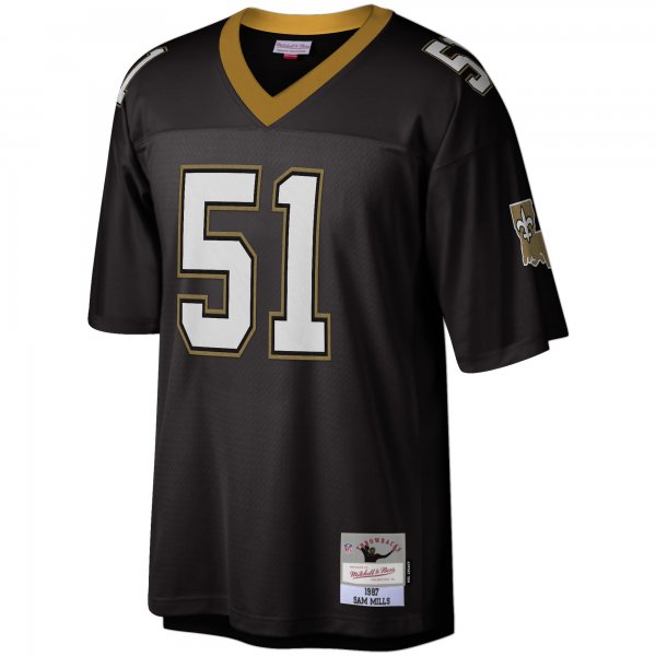 Men's New Orleans Saints Sam Mills Mitchell & Ness Black Legacy Replica Jersey