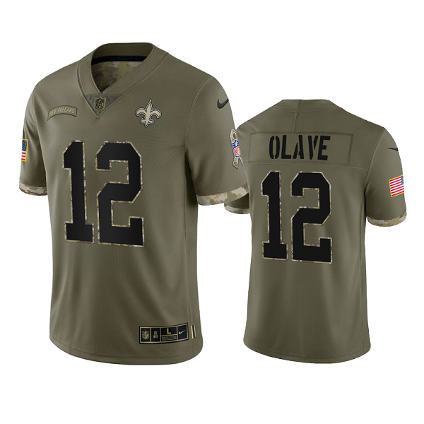 New Orleans Saints Chris Olave #12 Olive 2022 Salute To Service Limited Jersey