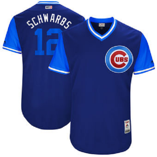 Men's Chicago Cubs #12 Kyle Schwarber Schwarbs Majestic Royal 2017 Players Weekend Jersey