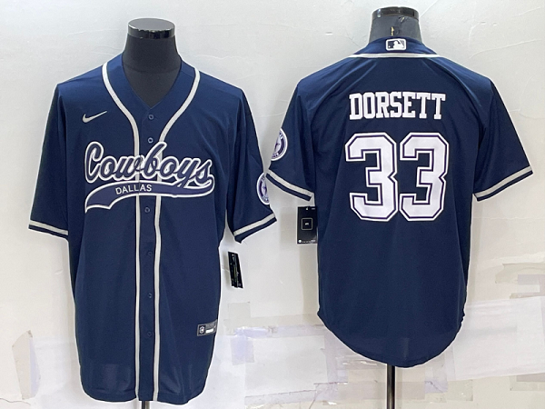 Men's Dallas Cowboys #33 Tony Dorsett Dark Blue Stitched Baseball Cool Base Jersey