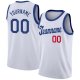 Men's Custom White Royal-Red Round Neck Rib-Knit Basketball Jersey