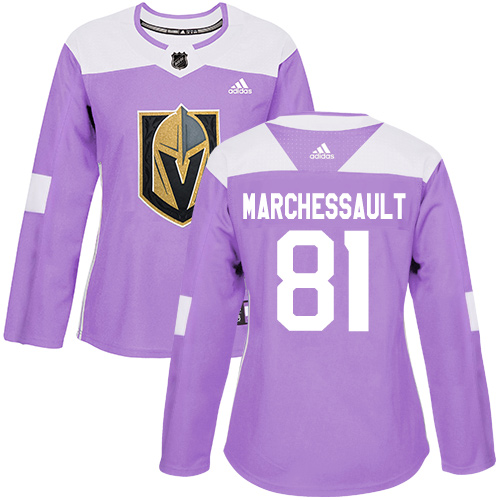 Adidas Vegas Golden Knights #81 Jonathan Marchessault Purple Fights Cancer Women's Stitched NHL Jersey