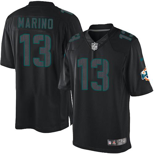 Nike Miami Dolphins #13 Dan Marino Black Men's Stitched NFL Impact Limited Jersey