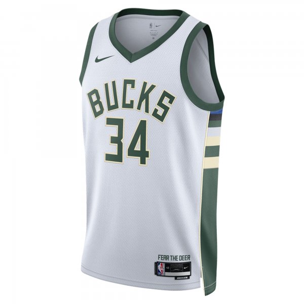 Unisex Milwaukee Bucks Giannis Antetokounmpo Nike White Swingman Jersey - Association Edition