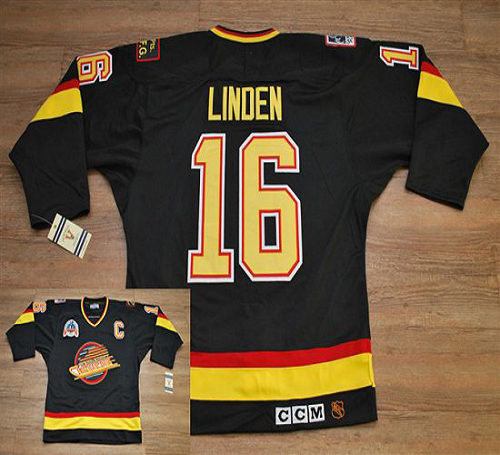 Vancouver Canucks #16 Trevor Linden Stitched Black CCM Throwback Vintage NHL Jersey