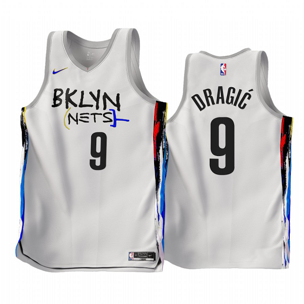 Men's NBA Brooklyn Nets Goran Dragic #9 2022-23 White City Edition Jersey