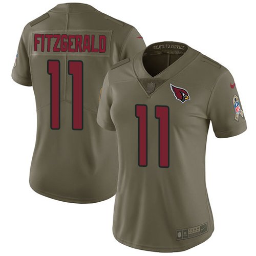 Nike Arizona Cardinals #11 Larry Fitzgerald Olive Women's Stitched NFL Limited 2017 Salute to Service Jersey