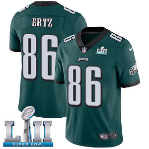 Men's Nike NFL Philadelphia Eagles #86 Zach Ertz Limited Home Midnight Green Vapor Untouchable Super Bowl LII Jersey