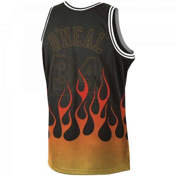 Men's Los Angeles Lakers Shaquille O'Neal Mitchell & Ness Black 1996-97 Hardwood Classics Flames Swingman Jersey