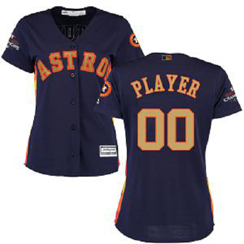 Women's Houston Astros Navy Blue Majestic 2018 Gold Program Cool Base Player Custom MLB Jersey