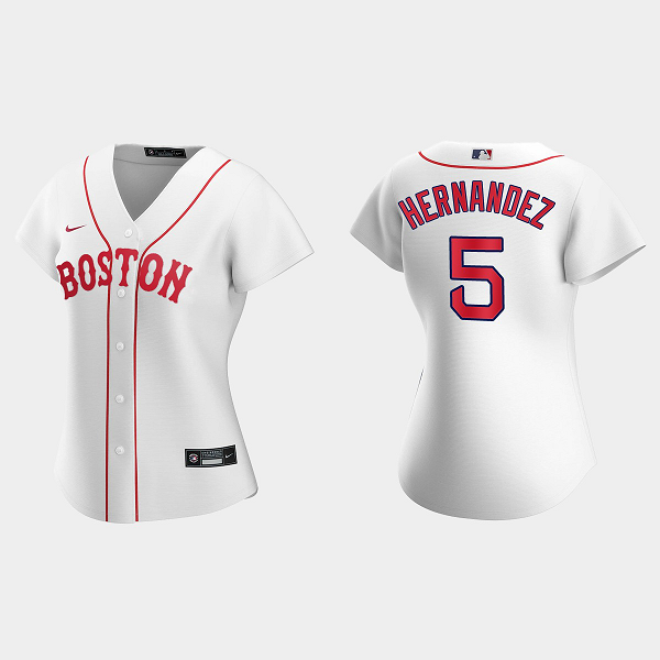 Women's Boston Red Sox #5 Enrique Hernandez White 2021 Patriots' Day MLB Jersey