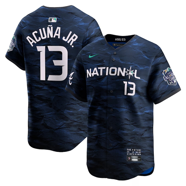 Men's National League #13 Ronald Acuna Jr. Nike Royal 2023 MLB All-Star Game Cool Base Jersey