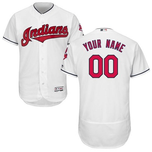 Cleveland Indians White Men's Customized Flex Base MLB Jersey