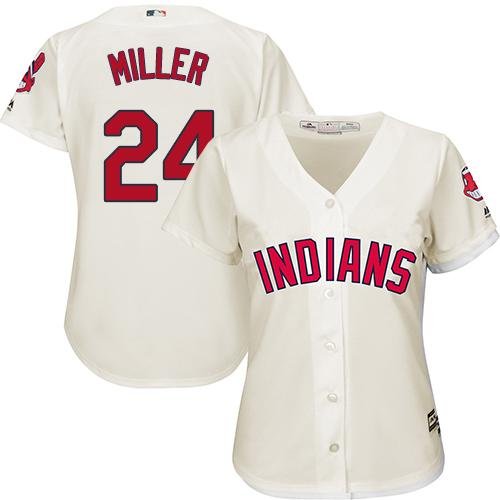 Cleveland Indians #24 Andrew Miller Cream Women's Alternate Stitched MLB Jersey