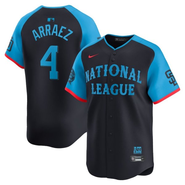 Men's National League #4 Luis Arraez Nike Navy 2024 MLB All-Star Game Cool Base Jersey