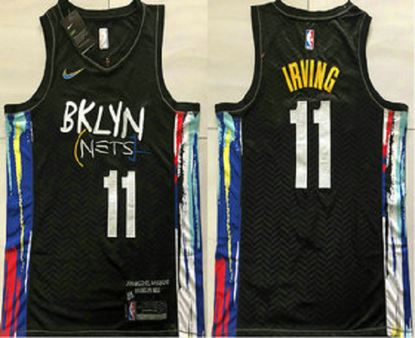 Men's Brooklyn Nets #11 Kyrie Irving NEW Black 2021 City Edition AU Stitched NBA Jersey