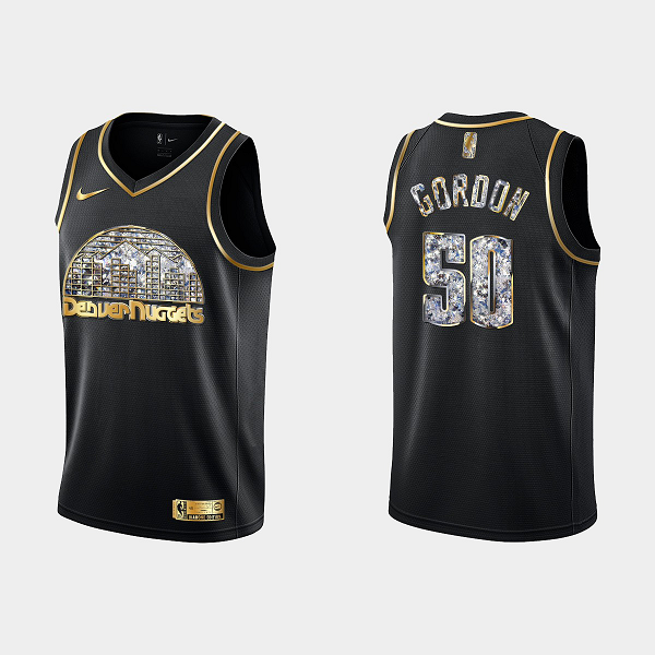 Men's Denver Nuggets 2022 NBA Playoffs Aaron Gordon #50 Diamond Edition Retro Logo Black Jersey