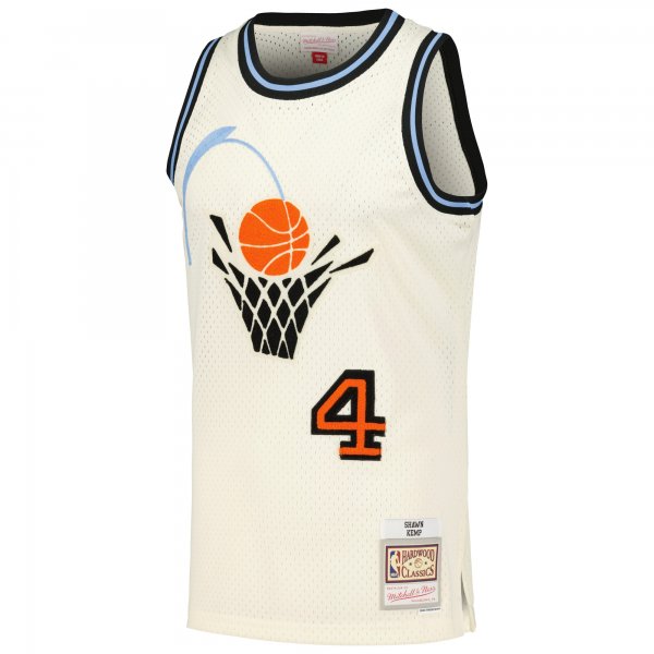 Men's Cleveland Cavaliers Shawn Kemp Mitchell & Ness Cream Chainstitch Swingman Jersey