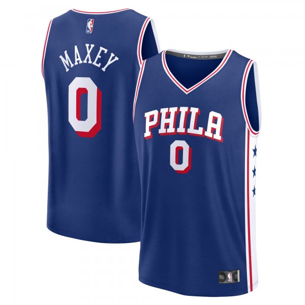 Men's Philadelphia 76ers #0 Tyrese Maxey Royal 2023/24 Fast Break Replica Icon Edition Jersey