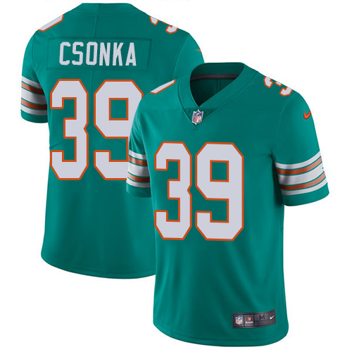 Men's Nike Miami Dolphins #39 Larry Csonka Aqua Green Alternate Stitched NFL Vapor Untouchable Limited Jersey