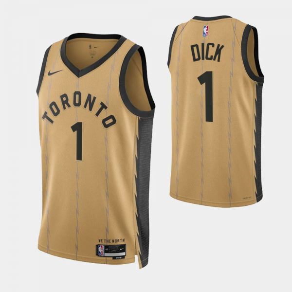 2023-24 City Edition Toronto Raptors #1 Gradey Dick Gold Swingman Jersey