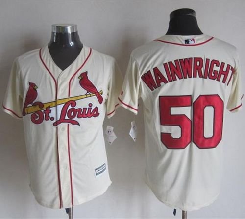 St. Louis Cardinals #50 Adam Wainwright Cream New Cool Base Stitched MLB Jersey